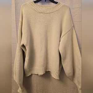 Princess Polly Harmony Balloon Sleeve Knit Sweater Beige L/XL